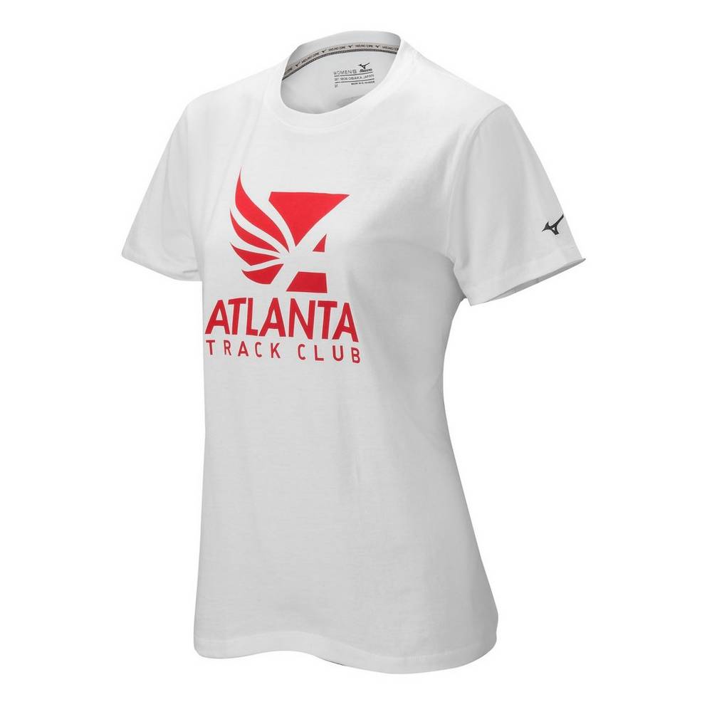 Womens Mizuno Atlanta Track Club Sport Running T-Shirts White Philippines (MBIQYJ389)